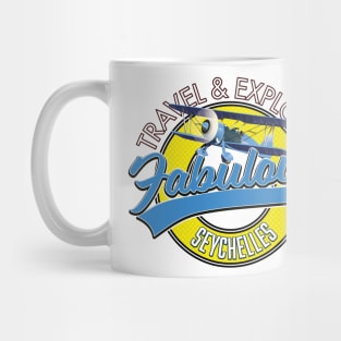 Travel explore fabulous Seychelles logo Mug